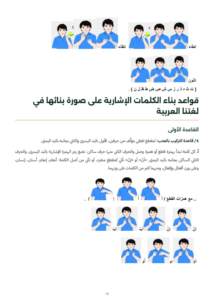 صفحة قواعد بناء الكلمات الإشارية